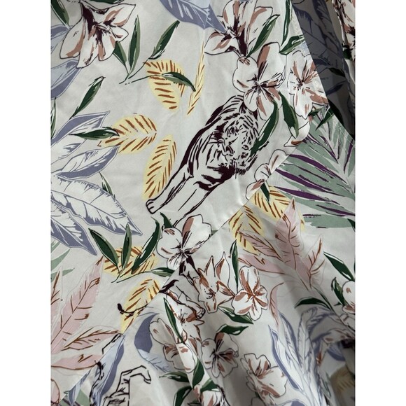 Maje Rivale Asymmetric Wrap High Low  Dress White Tiger & Florals Women's Sz L - Picture 4 of 6